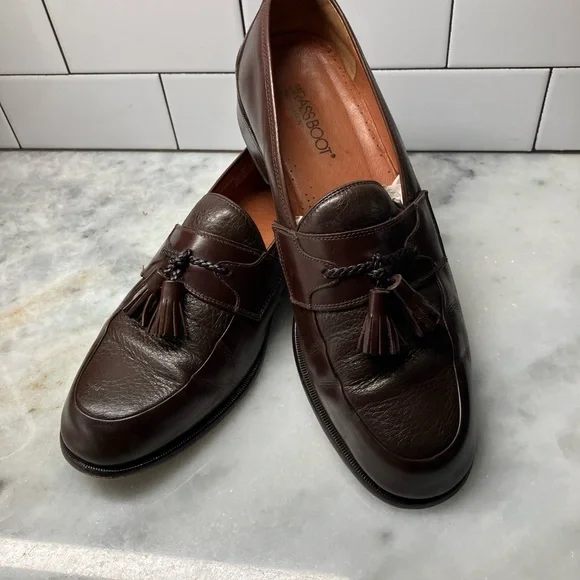 Men\'s Brass Boot Brown Leather Tassel and Weave Loafers Size 12 Made in Spain Men main image 2
